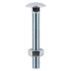 Cup Square Carriage Bolt & Hex Nut BZP M8x100 Each