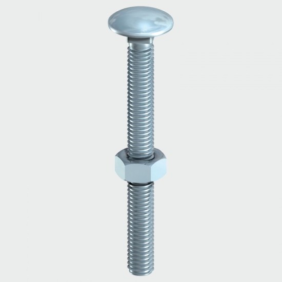 Carriage Bolt & Hex Nut BZP 10 x180