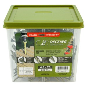 C2 Decking Timber Screws Green 4.5x65 Tub of 250 TX20