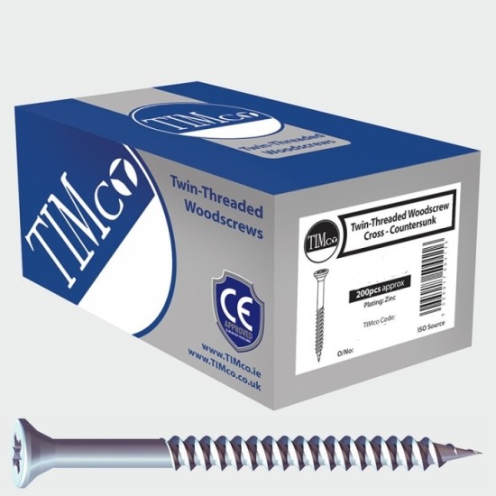 Twin-Threaded Woodscrew  8x2 Box of 200