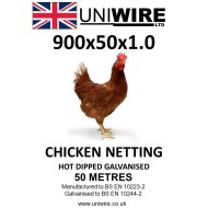 Uniwire Chicken Netting 900mm x 50mm x 1.0mm (3') 19g 50m HDG