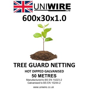 Uniwire Tree Guard Netting 600mm x 31mm x 1.0mm (2') 19g 50m HDG